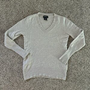 Lord & Taylor Women's Cream V-Neck Sweater